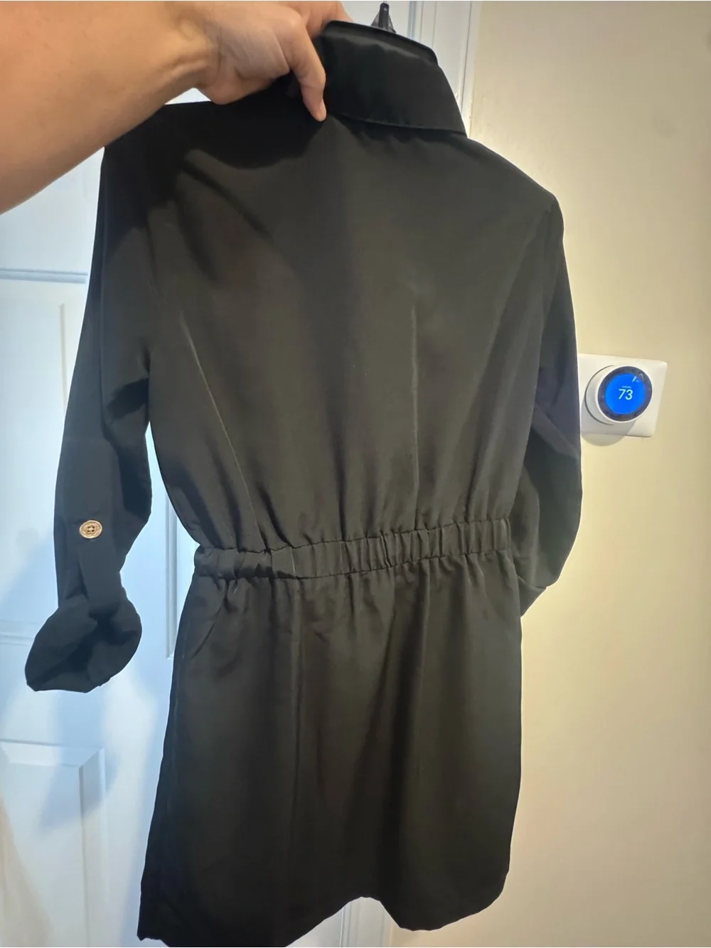 Michael Kors Black W/ Gold Button Dress w/ Drawstring Waist Slimming / Size XS